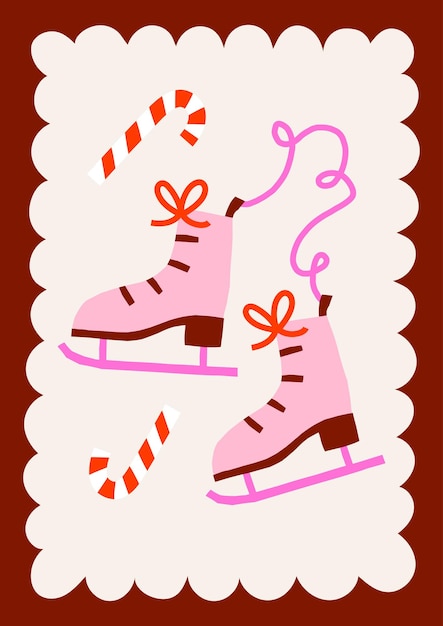 Estampa vectorial de tarjetas de Navidad de estilo recortado dibujada a mano con ilustraciones de vacaciones retro