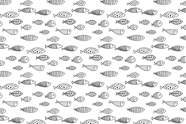 Estampado dibujado de garabatos de peces