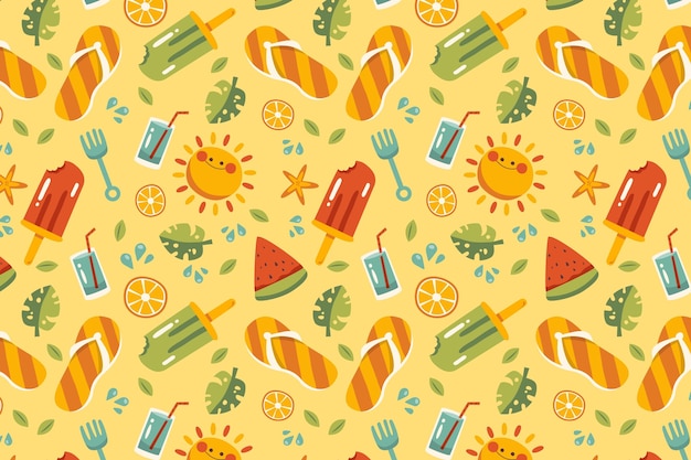 Estampado dibujado a mano de verano