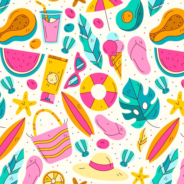 Estampado dibujado a mano de verano