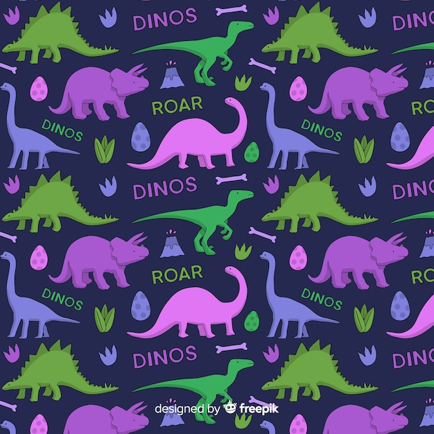 Estampado de dinosaurios dibujado a mano