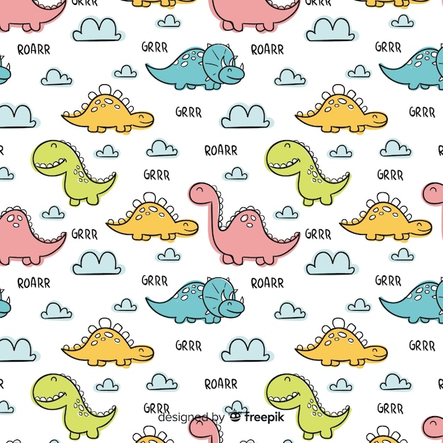 Estampado de dinosaurios dibujado a mano