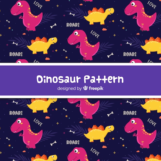 Vector estampado de dinosaurios dibujado a mano