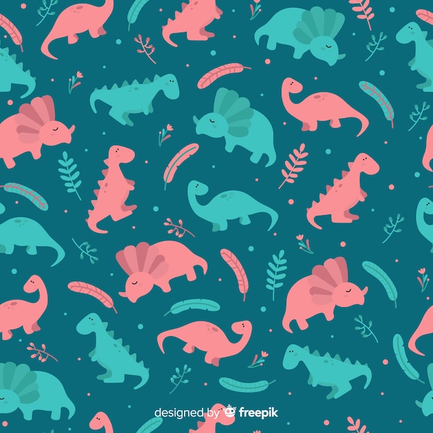 Estampado de dinosaurios dibujado a mano