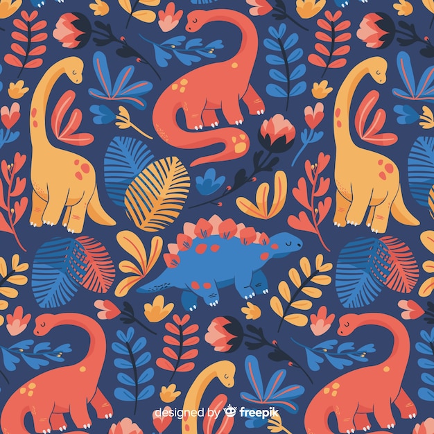 Estampado de dinosaurios dibujado a mano