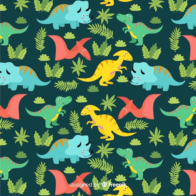 Estampado de dinosaurios en diseño plano