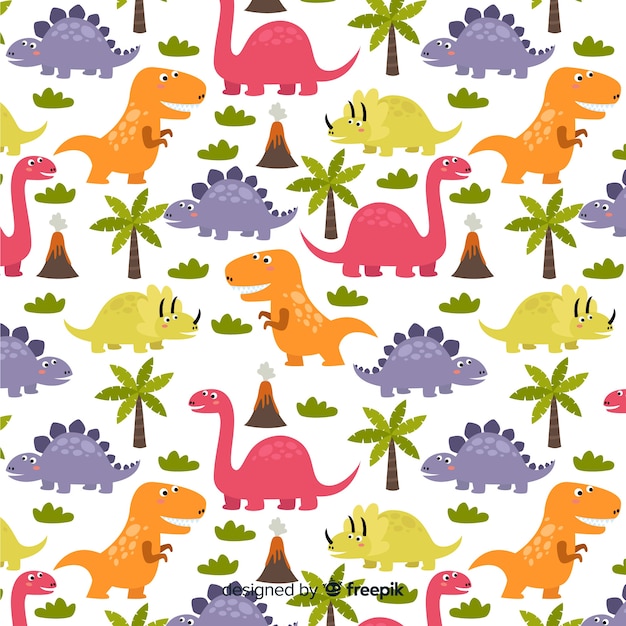 Estampado de dinosaurios en diseño plano