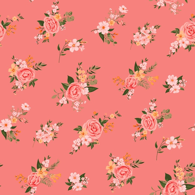 Estampado floral contemporáneo con pequeñas flores de jardín en el campo para fondo digital y textil en una plantilla vectorial adornada de estilo millefleur