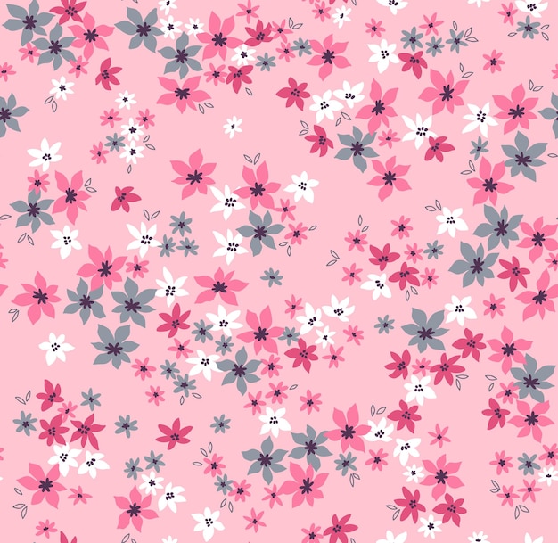 Vector estampado floral flores bonitas fondo rosa estampado con flores pequeñas estampado ditsy