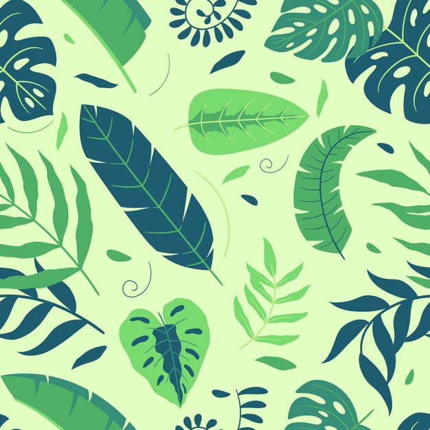 Estampado floral de fondo botánico tropical sin costuras con exóticas hojas de palma de Monstera y selva Adorno de selva tropical