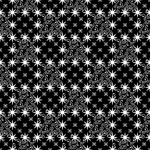 Estampado de flores batik étnico monocromático 074