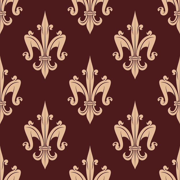Estampado de flores de fleurdelis beige medieval