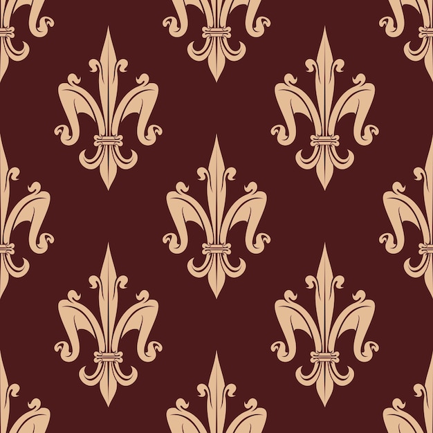 Vector estampado de flores de fleurdelis beige medieval