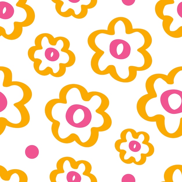 Estampado de flores patrón sin costuras dibujado a mano colorido verano floral lindo estampado de dibujos animados flores naturales