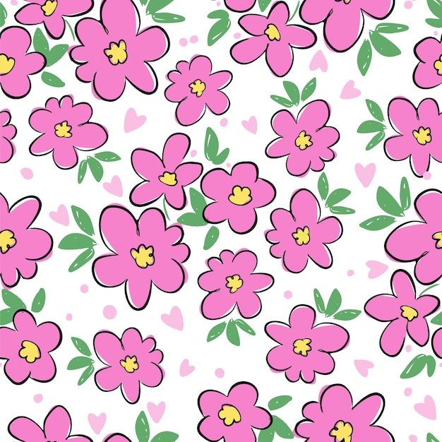 Vector estampado de fondo de boceto de flores para textil las pequeñas flores dibujadas son una hermosa ilustración