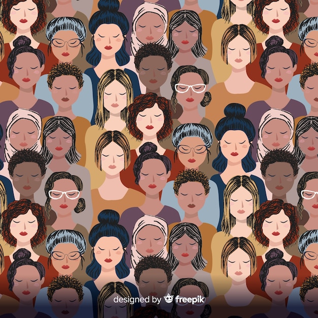 Estampado grupo de mujeres interracial