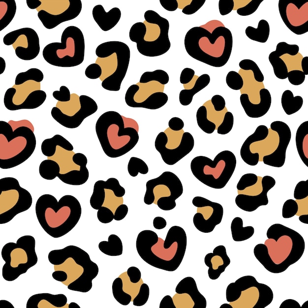 Estampado de leopardo con corazones patrón sin costuras con manchas de leopardo estampado animal abstracto