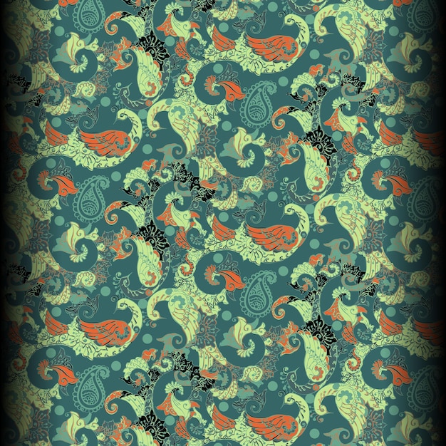 Estampado de lunares de pavo real paisley sin costuras