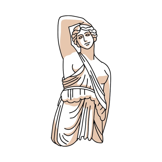 Estampado moderno de moda de estatua antigua lineal femenina con escultura de diosa de la antigua grecia clásica