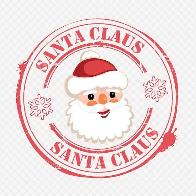 Estampado navideño con el aspecto de un lindo Papá Noel sonriente con texto y copos de nieve