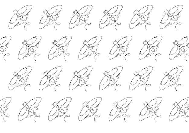 Estampado de polillas o mariposas volando Dibujo lineal