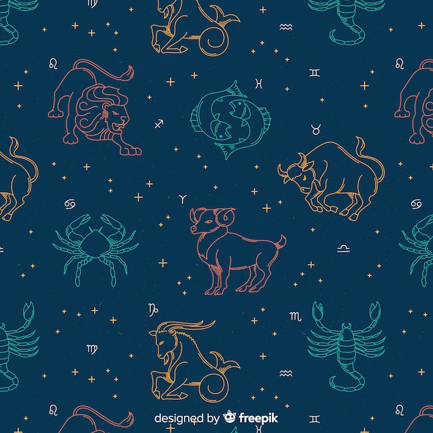 Estampado de signos del zodiaco dibujados a mano