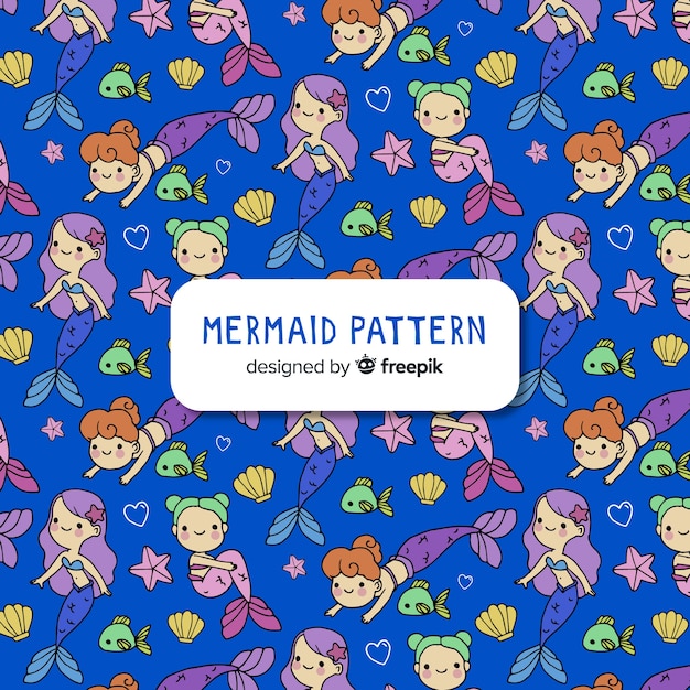 Estampado de sirenas dibujado a mano