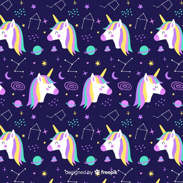 Estampado de unicornios dibujado a mano