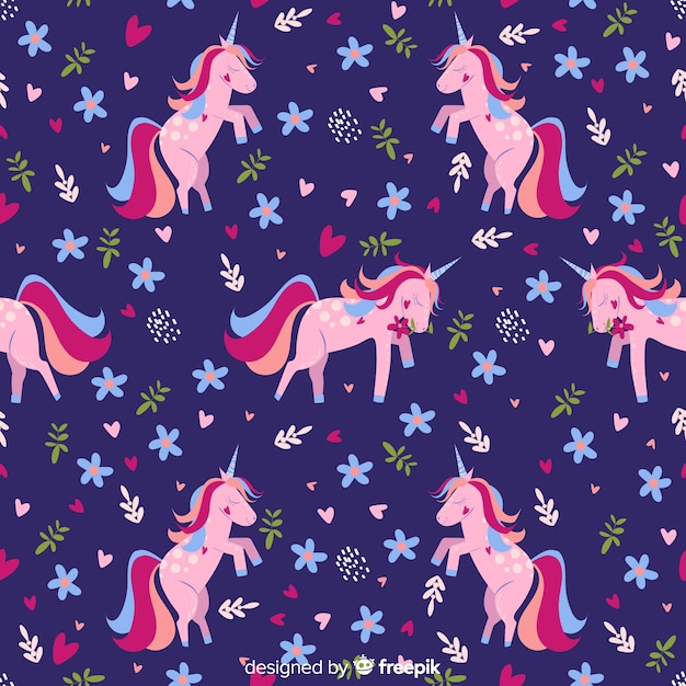 Estampado de unicornios dibujado a mano