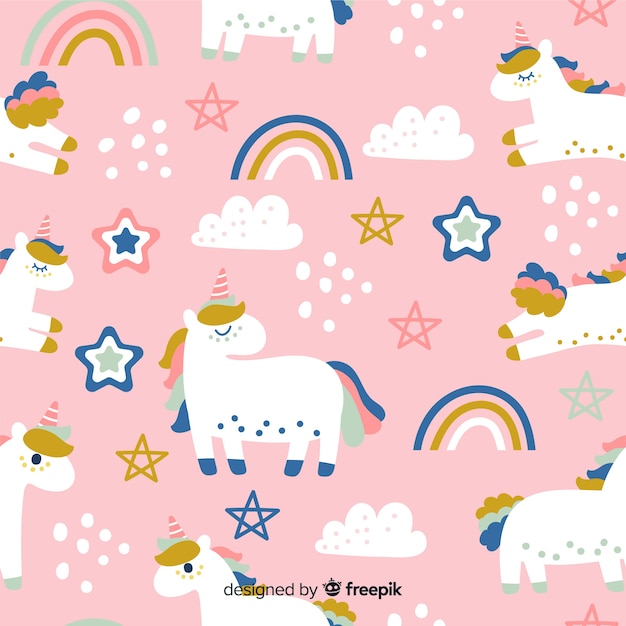 Estampado de unicornios dibujado a mano