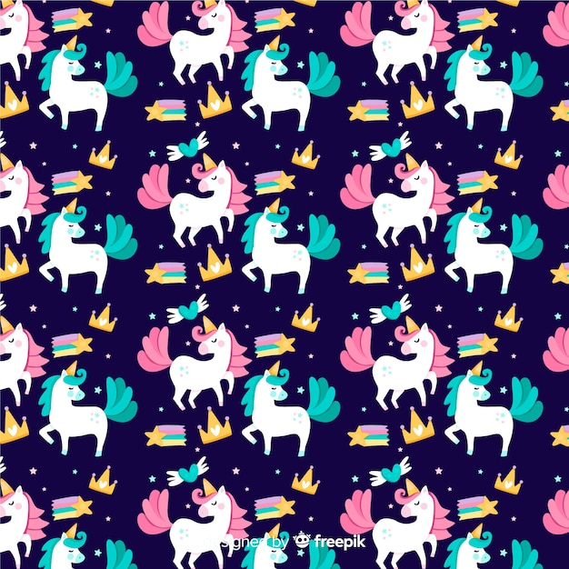 Estampado de unicornios en diseño plano