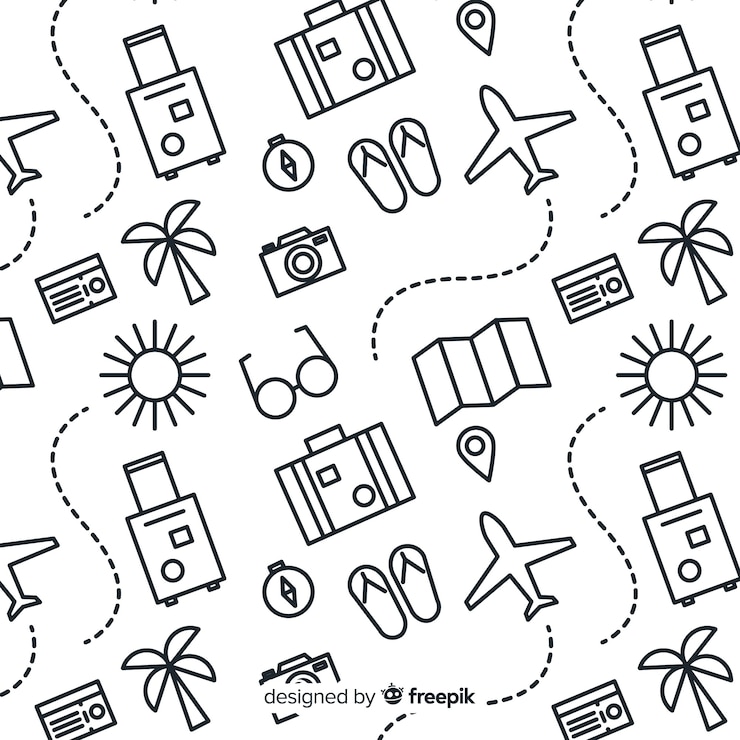 Vector estampado de viaje con líneas a trazos