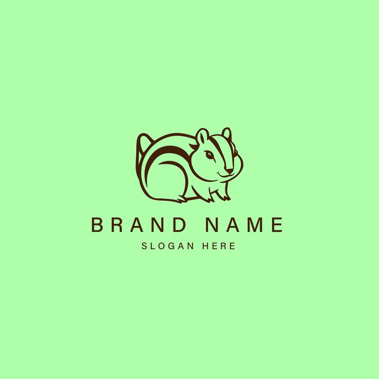 Vector estampilla de diseño de ilustración del icono vectorial del logotipo de arte de línea de ardilla rayada