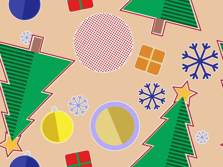Vector estampilla de patrón sin costuras de estilo navideño de memphis