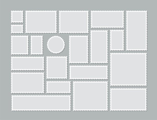 Estampillas de correos colección de sellos vacíos con diferentes formas estampillas perforadas de correos
