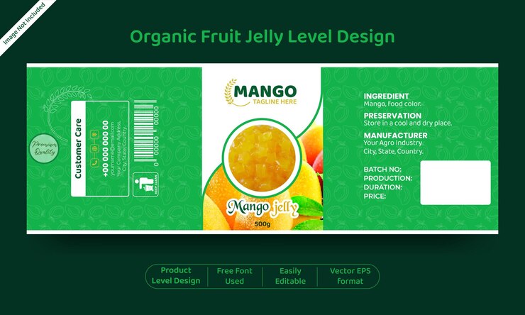 Estándar de diseño de nivel de jalea de mango nivel de empaque del producto o nivel de frasco o nivel de caja