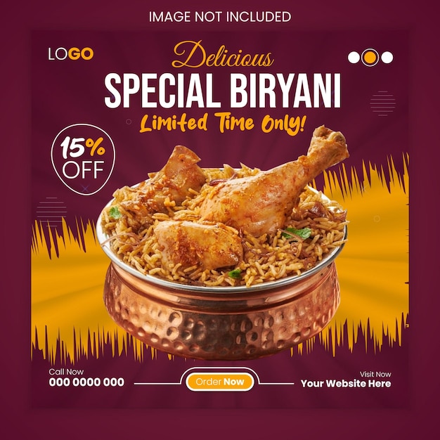 Estándar especial de diseño de redes sociales de Delicious Biryani