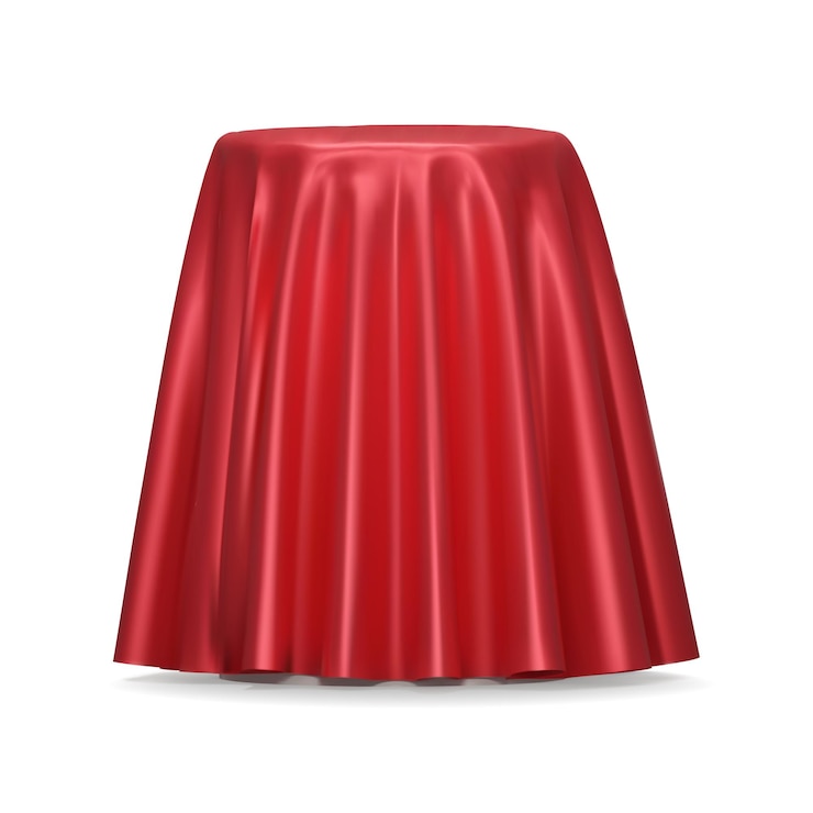 Vector estándar realista vectorial libre cubierto con tela de seda roja aislada sobre fondo blanco
