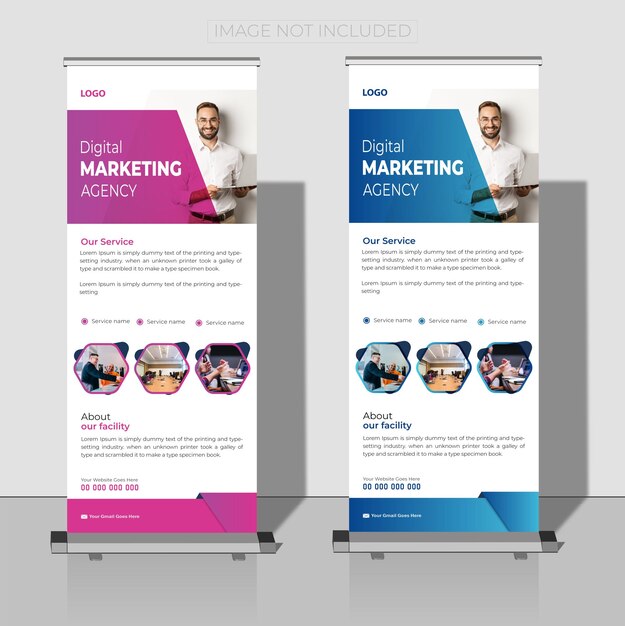 Estándares de agencias de marketing digital diseño de pancartas enrolladas estándares diseño de plantillas
