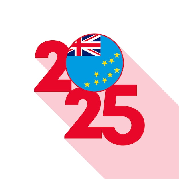 Estandarte de 2025 con la bandera de Tuvalu dentro de la ilustración vectorial