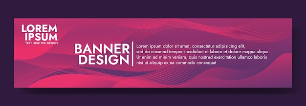 Estandarte abstracto dinámico y moderno con ondas púrpuras que fluyen