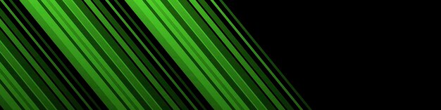 Estandarte abstracto negro con delgadas rayas verdes de neón superpuestas con un patrón de gradiente de diseño futurista