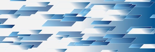 Estandarte abstracto de tecnología geométrica azul blanco y brillante