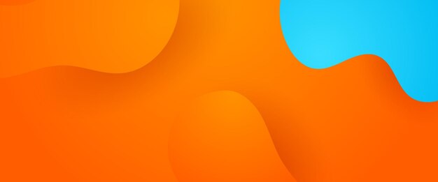 Estandarte abstracto vectorial simple con ondas azules y naranjas y líquido