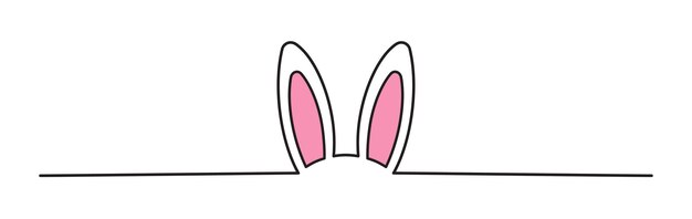 Estandarte de arte de las orejas del conejo de Pascua dibujado a mano con una línea delgada