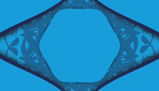 Estandarte azul con adornos antiguos y un lugar para tu logo.