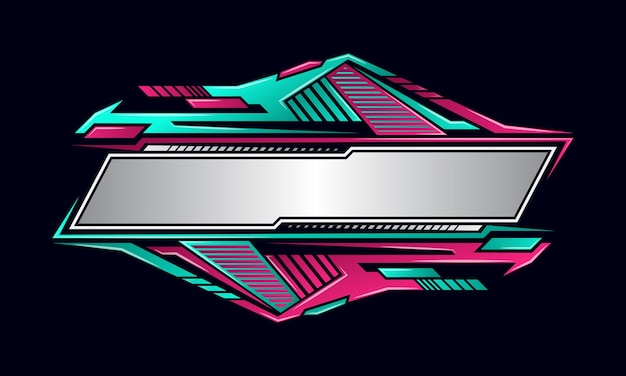 Estandarte en blanco de tecnología Insignia del logotipo del deporte de carreras Frontera en blanco futurista