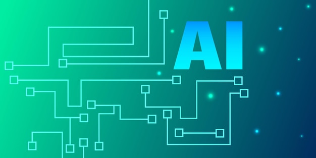 Estandarte de circuito de tecnología de IA telón de fondo tecnológico abstracto digital grandes datos líneas cibernéticas futuristas