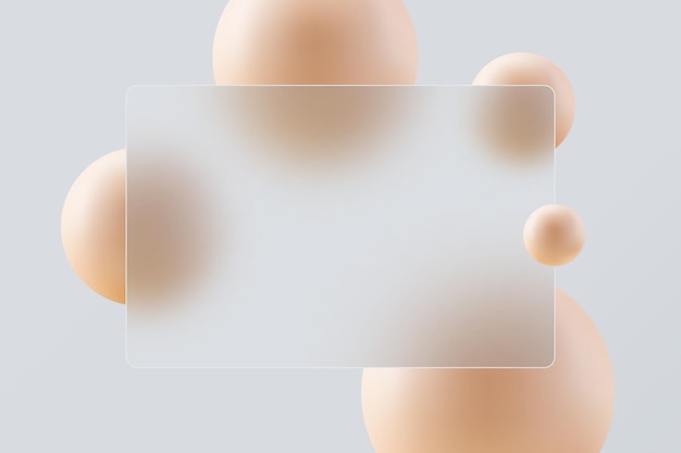 Estandarte conceptual de morfismo de vidrio con esferas flotantes Efecto de vidrio transparente