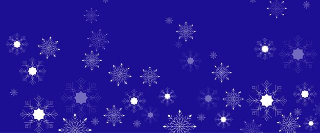 Estandarte de copo de nieve vectorial azul y blanco